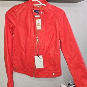 Cole Haan Women's Bright Red Leather Jacket